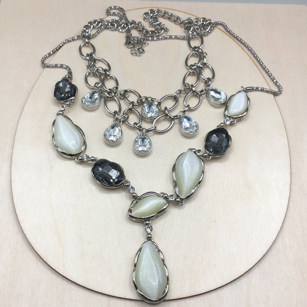 Curated bundle 2 statement style bejeweled necklaces